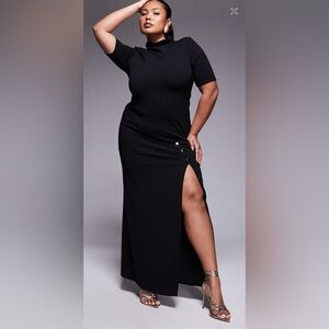 ASOS DESIGN Curve Black High Neck Pencil Dress